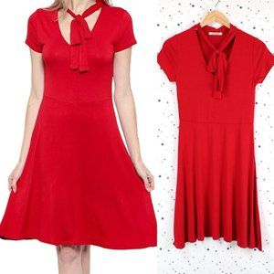 Bow Tie Neck Dress Red